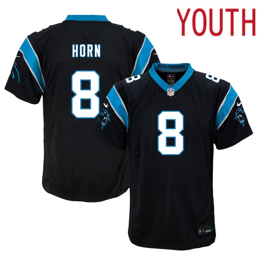 Youth Carolina Panthers #8 Jaycee Horn Nike Black Game NFL Jersey->carolina panthers->NFL Jersey